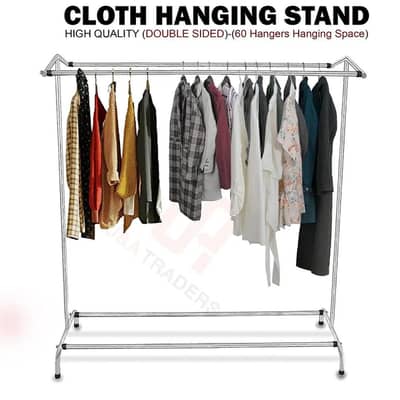 Double Sided Iron Laundry Stand Silver 60 Hangers.