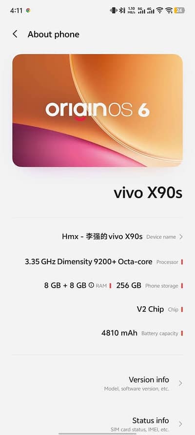 Vivo X90S Flagship, Dimensity 9200+ Octa Core, PTA Approved, 16 +256GB