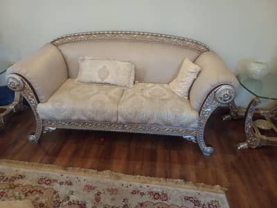 branded sofa sat with 2   side tables and with 2 big chairs
