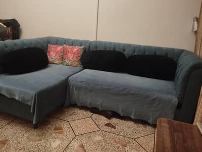 L shaped 5 seater chesterfield style sofa