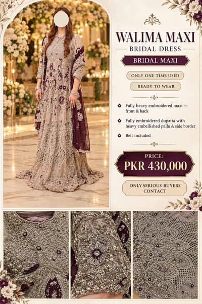 Luxury Walima Bridal Maxi | Heavy Embellishment Wedding Dress|