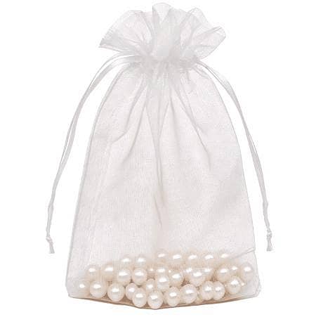 Bezall 30 Pcs White Organza Gift Bags - Small Mesh Jewelry Pouches with Satin Drawstring for Weddings, Parties, Christmas & Favors R5864