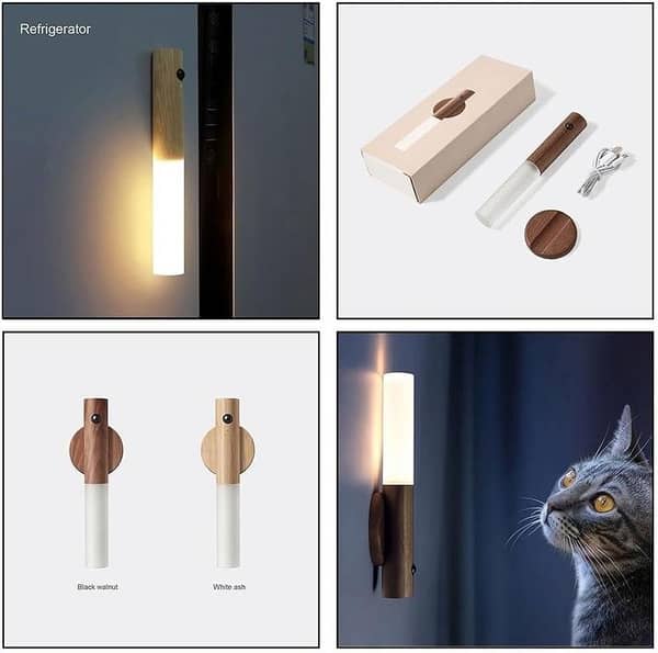 LED USB Wireless Wood Stick Night Light Warm Motion Sensor Wall Lamp Magnetic Corridor Cabinet Wardrobe Light Decor Home Light - 1 Piece