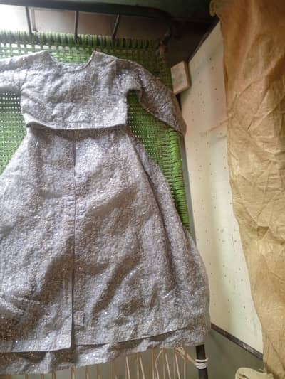 • Elegant Grey Sequence Work Dress – New Condition