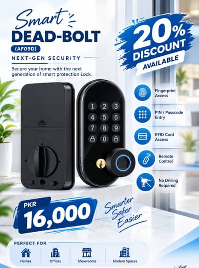 Smart Glass Door Lock I Dead Bolt Lock I AI Face Detection Door Lock