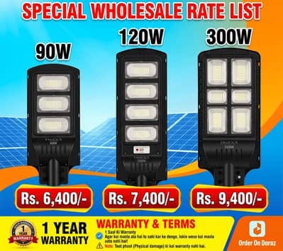 Premium LED Solar Street Light - Waterproof & Motion Sensor (90W, 120W