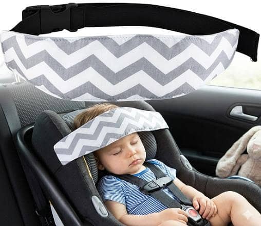 1 PCS  Adjustable Baby Car Seat Head Support Strap & Sleep Positioner – Neck Relief Headrest Band for Toddlers & Infants (Grey Unicorn & Clouds) R5867