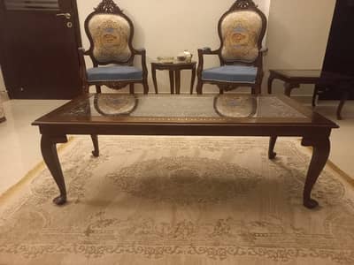 Hand-Carved Sheesham Coffee Table Set (3 Pieces) – Like New