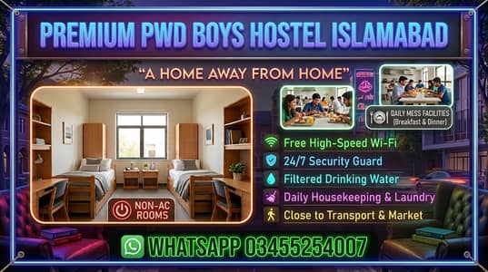 Premium Boys Hostel in PWD Islamabad | Mess & Free Wi-Fi
