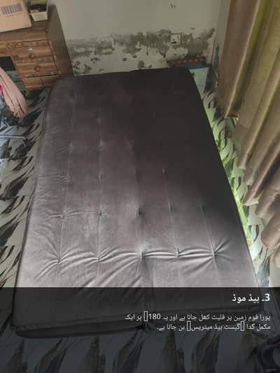 Diamond-function (3-in-1) armless click-clack sofa bed with free cover