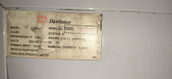 Dawlance 9188D Refrigerator For Sale - Genuine Condition - Rawalpindi
