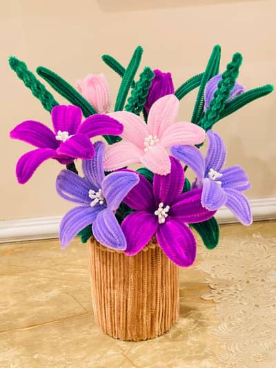 handmade fuzzy wire pots