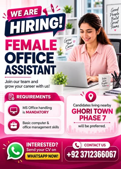 We’re Hiring Female Office Assistant