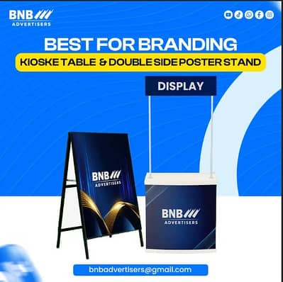 Kiosk Table, Double Side Poster Stand, Promotion Table