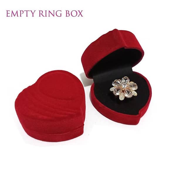 T  Beautiful Heart shape Ring Box Red Velvet wrapped-Empty Box