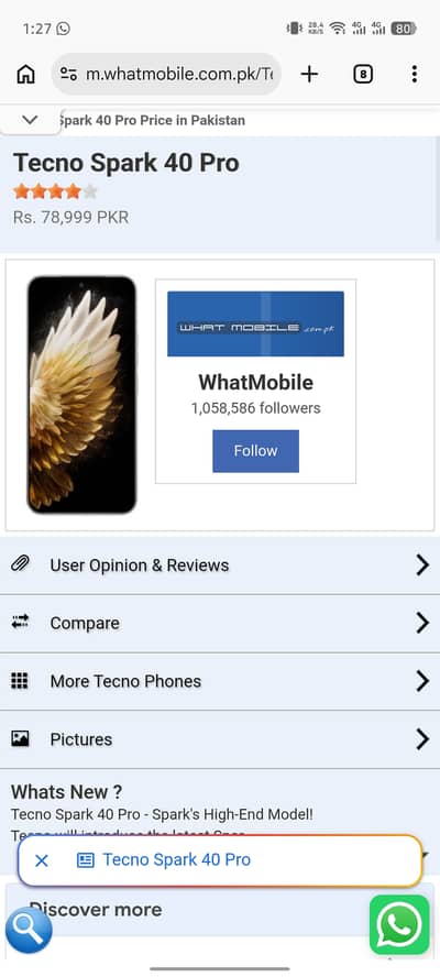 Tecno spark 40pro 8/256