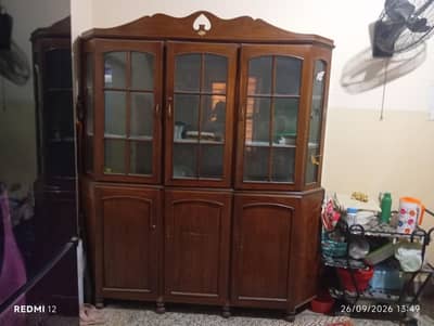 Pure Tali (Sheesham) Wood Crockery Showcase&Cabinet 2-piece detachable