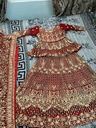 Heavy Red & Golden Bridal Lehenga | Wedding / Barat Dress
