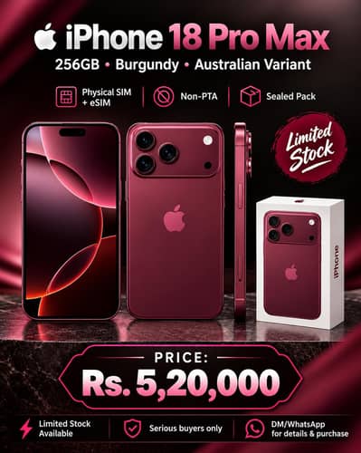 iPhone 18 Pro Max 256GB | Burgundy | Australian Variant | Sealed | non