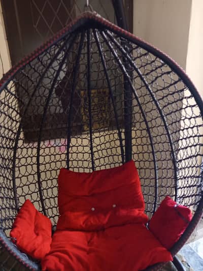 Swing chair with stand and cushions