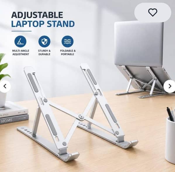Aluminum laptop stand for bed and office use lightweight ventilate, portable laptop stand with 7-Level adjustable Height for 11 - 17 Inch notebook Aluminium laptop stand with non-slip silicon grip