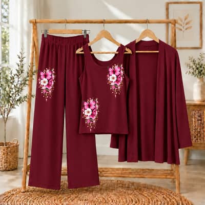 3pcs NIGHT SUIT For womens | Girls | Ladies