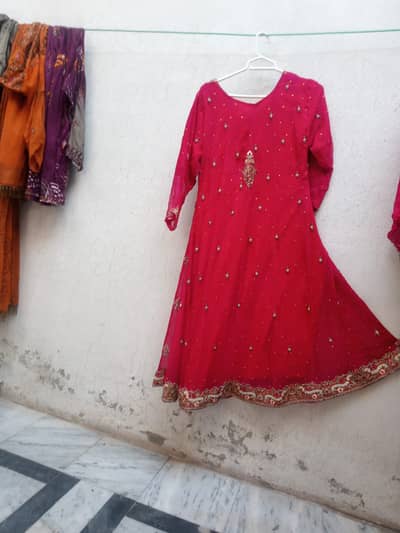 ​Unbranded Fancy Heavy Embroidered Chiffon Frock Suit - 3 Piece