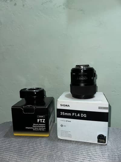 Sigma 35mm f1.4 DG with FTZ Adapter for nikon complete box