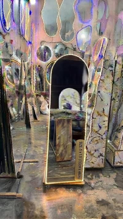Wavy Mirror + Hidden Storage Cabinet/ Store Your Makeup, Jewelry