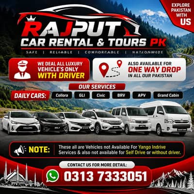 Rent A Car Rawalpindi /Car Rental/Tour & Travel / Coaster/Hiace/V8