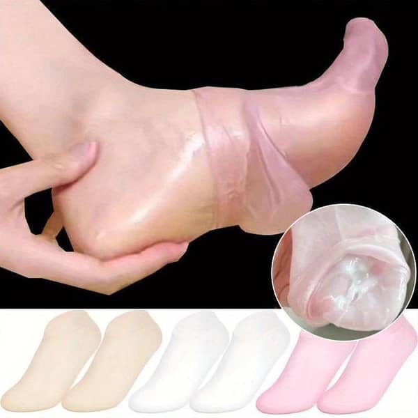 Legacy Deals Silicone Gel Moisturizing Foot Socks Pair | Hydrating Spa Heel Care Socks for Dry Cracked Feet | Reusable Elastic Foot Care Socks for Soft Smooth Heels | Moisture Locking Gel Therapy Socks for Men & Women