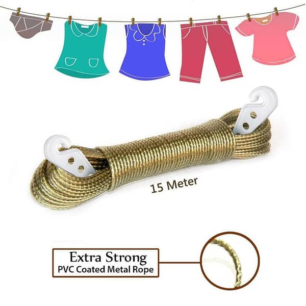 Heavy Duty Wet Cloth Laundry Rope PVC Coated Metal Cloth Drying Wire - 20 metres