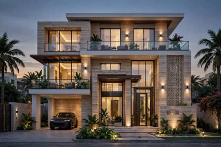 Modern 3D Front Elevation + 2D Floor Plan - Karachi All Pakistan