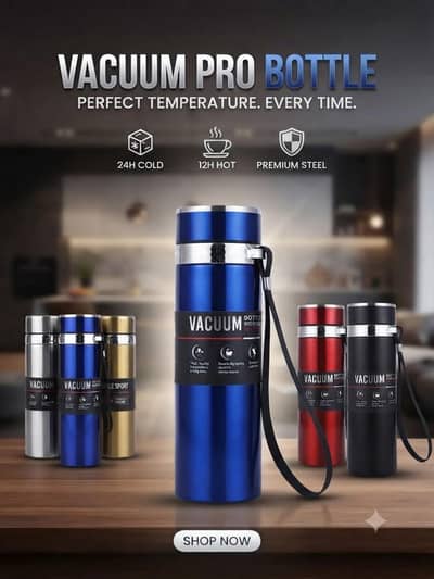 Vacuum Pro Bottle - Stainless Steel Hot & Cold Water Bottle likh dein.