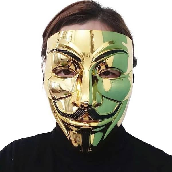 T  V For Vendetta Anonymous Mask- Golden Edition