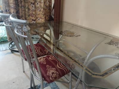 Glass Top Dining Table with 3 Chairs