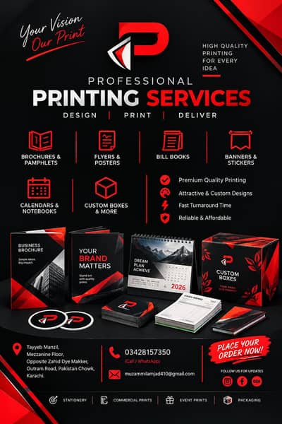 Bill Books, Brochures, Flyers, Posters, Stickers & Custom Printing