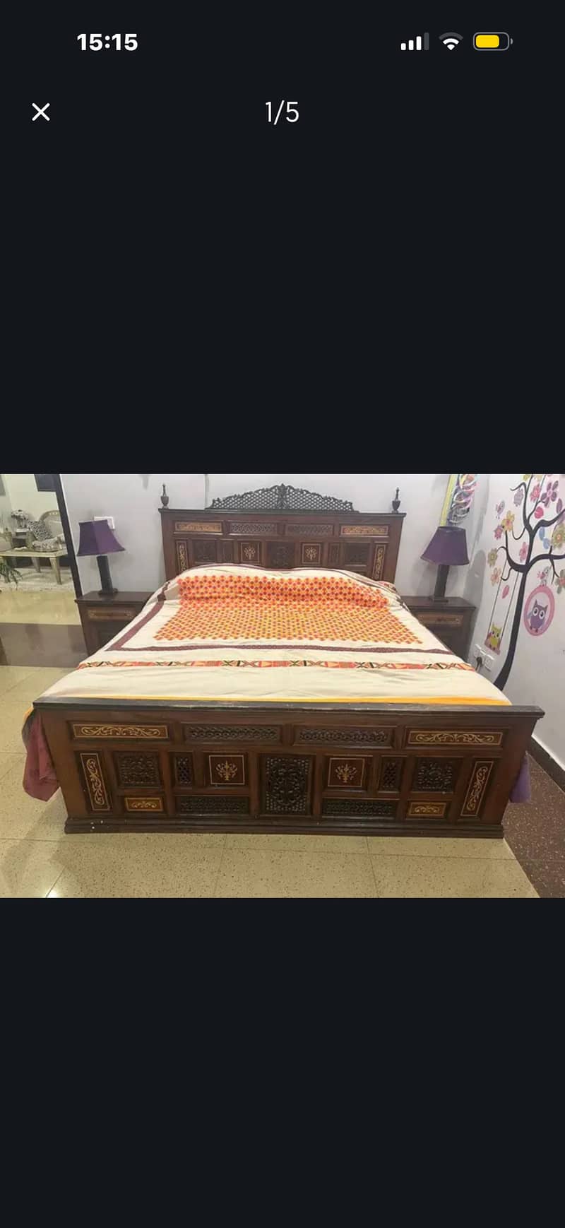 Solid wood bed set 2