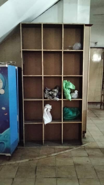 wooden rack and counter