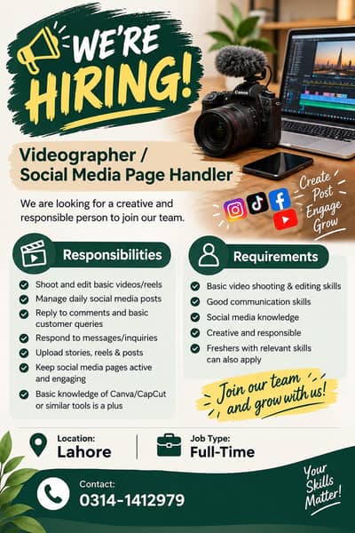 Videographer/Video Editor/social media handler