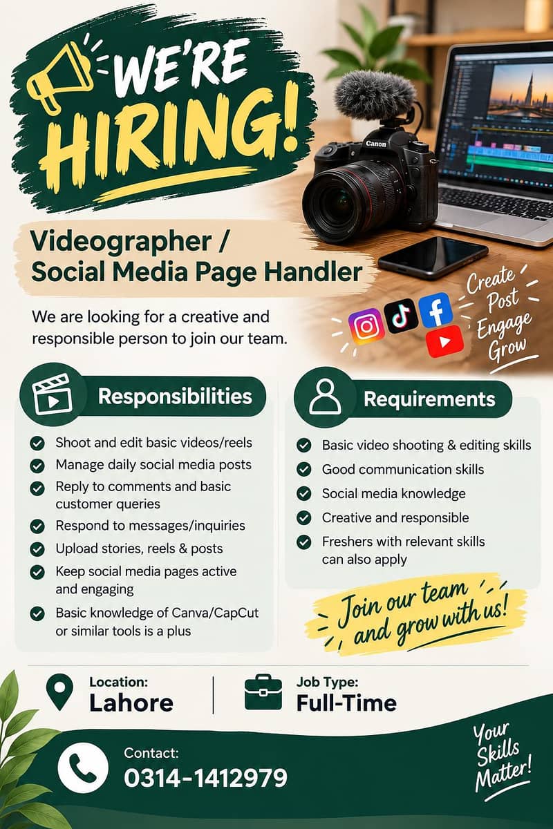 Videographer/Video Editor/social media handler 0