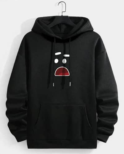 Black Funny Face Hoodie - Winter Fleece Unisex - Rs 1999
