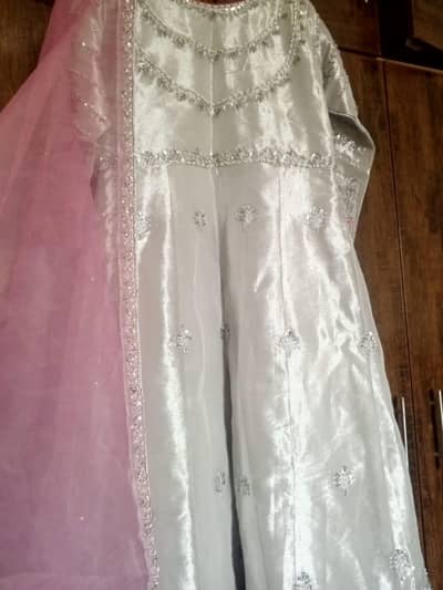silver maxi with pink dupatta