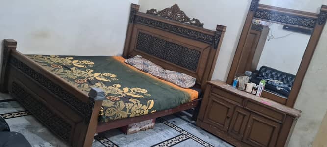 solid wood bed side table dressing and mattress urgent sale