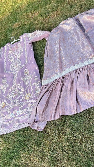lilac color handmade adda work
