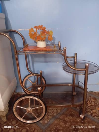 Tea Trolly with Glass Shelves