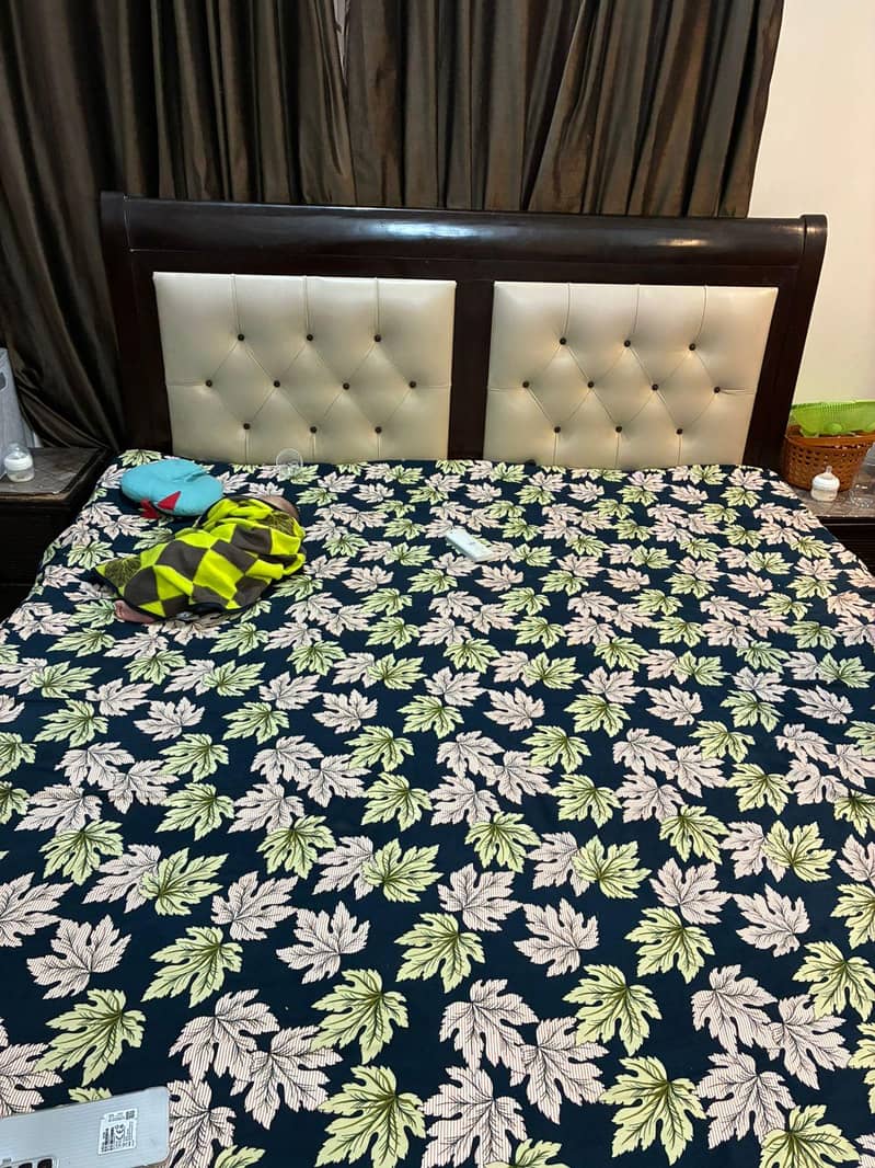 bed with dressing and side table 0