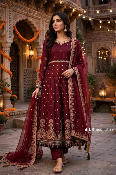 Mehroon Magic - Royal Maxi Dress 