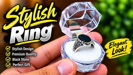 Premium Black Stone Silver Signet Ring – Elegant Men’s Statement Ring