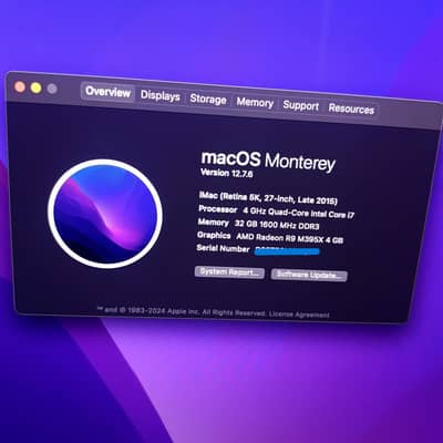iMac 27" inch, 5K retina, 2015, i7, 4GHz, 32 RAM, 500 SSD,